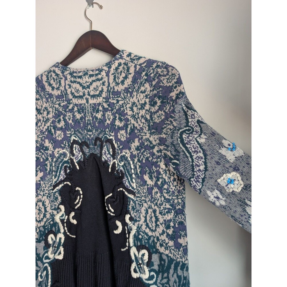 Anthropologie HWR Emma Cardigan Sweater M Wool Embroidered Floral Cottagecore - Picture 10 of 15